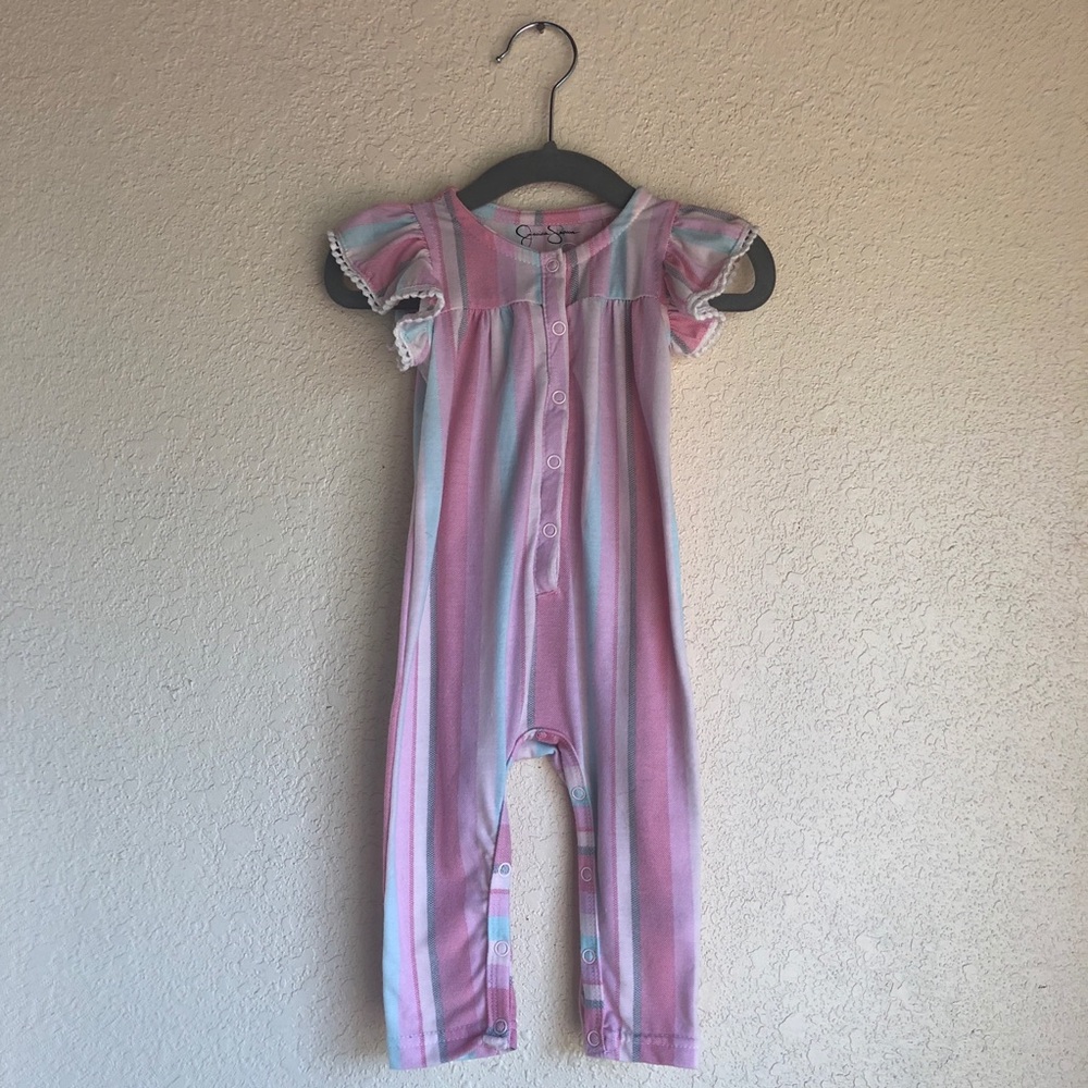 Jessica Simpson | Striped Romper with Lace Detail